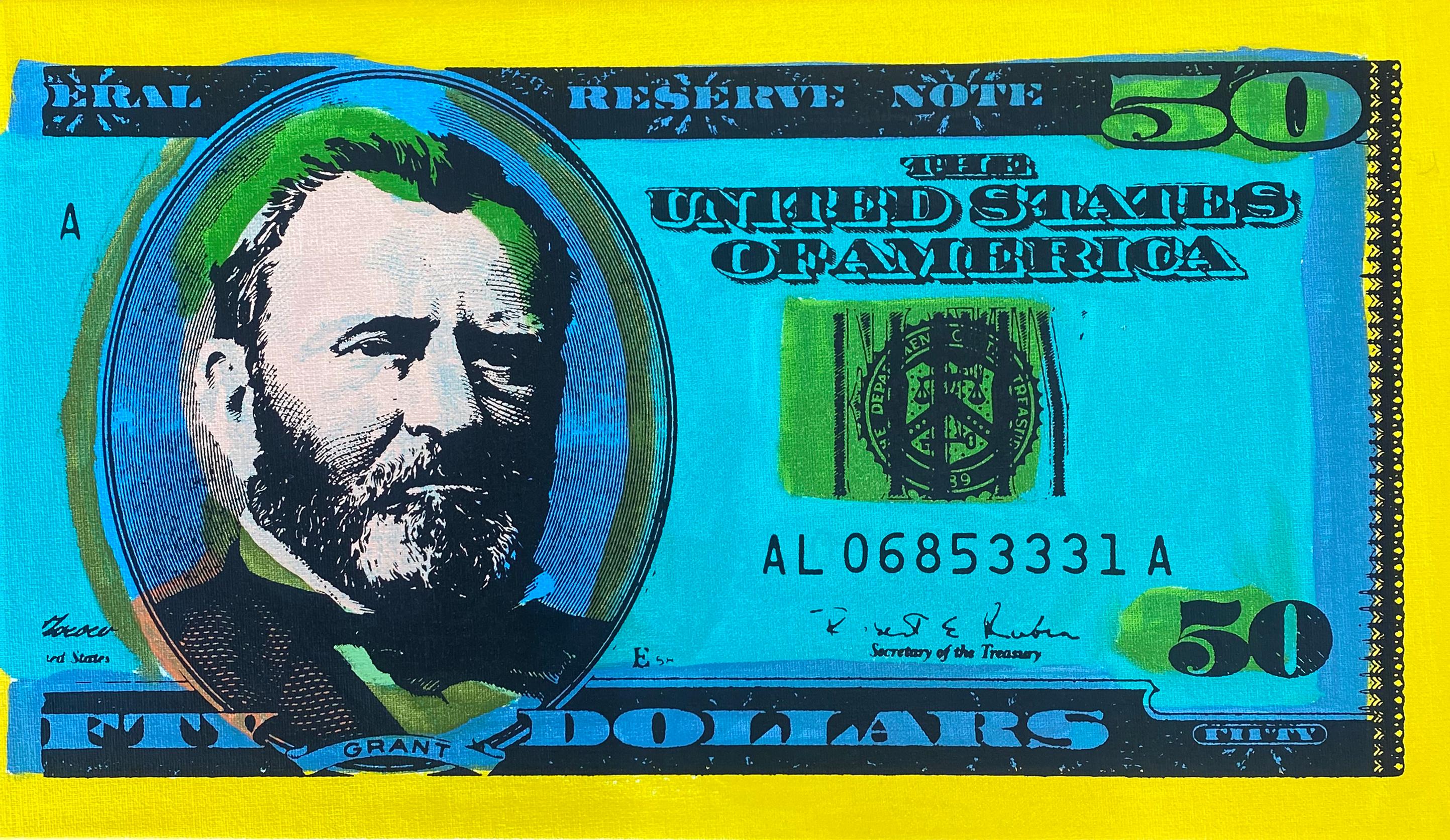 Steve Kaufman Figurative Print - 50 Dollar Bill