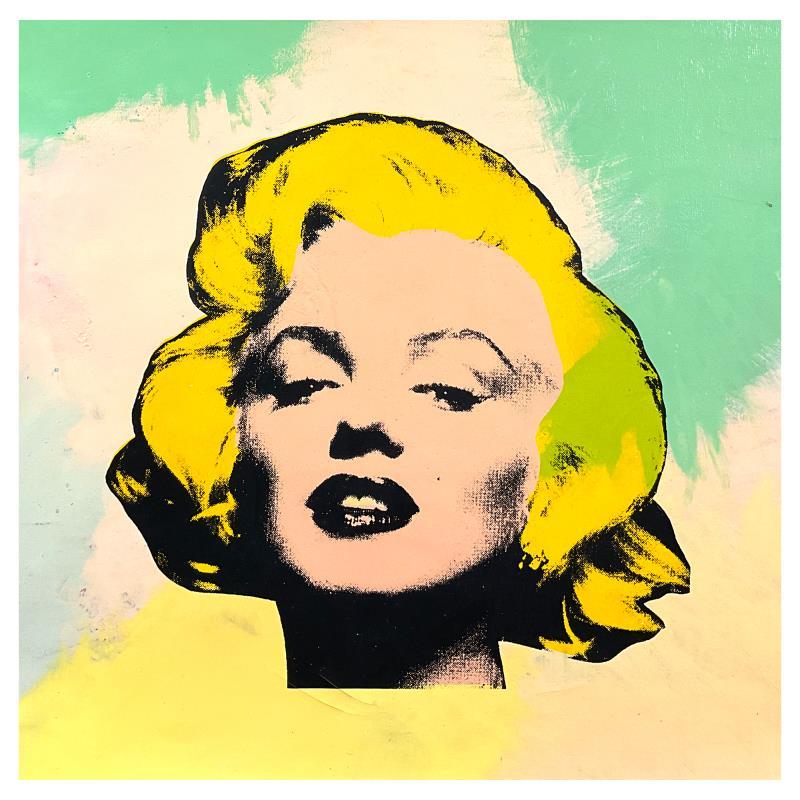 Steve Kaufman Print - Marilyn" Hand Painted, Hand Pulled Unique Variation Silkscreen on Canvas
