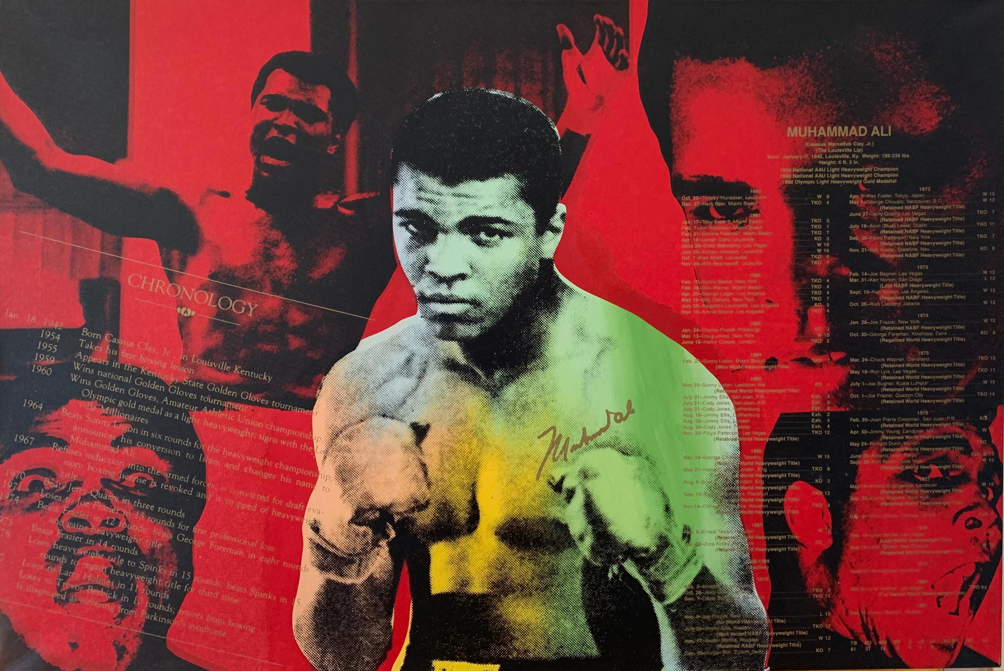 Steve Kaufman Figurative Print - Mohammed Ali Pop Art Color Screenprint with Real Mohammed Ali Signature 