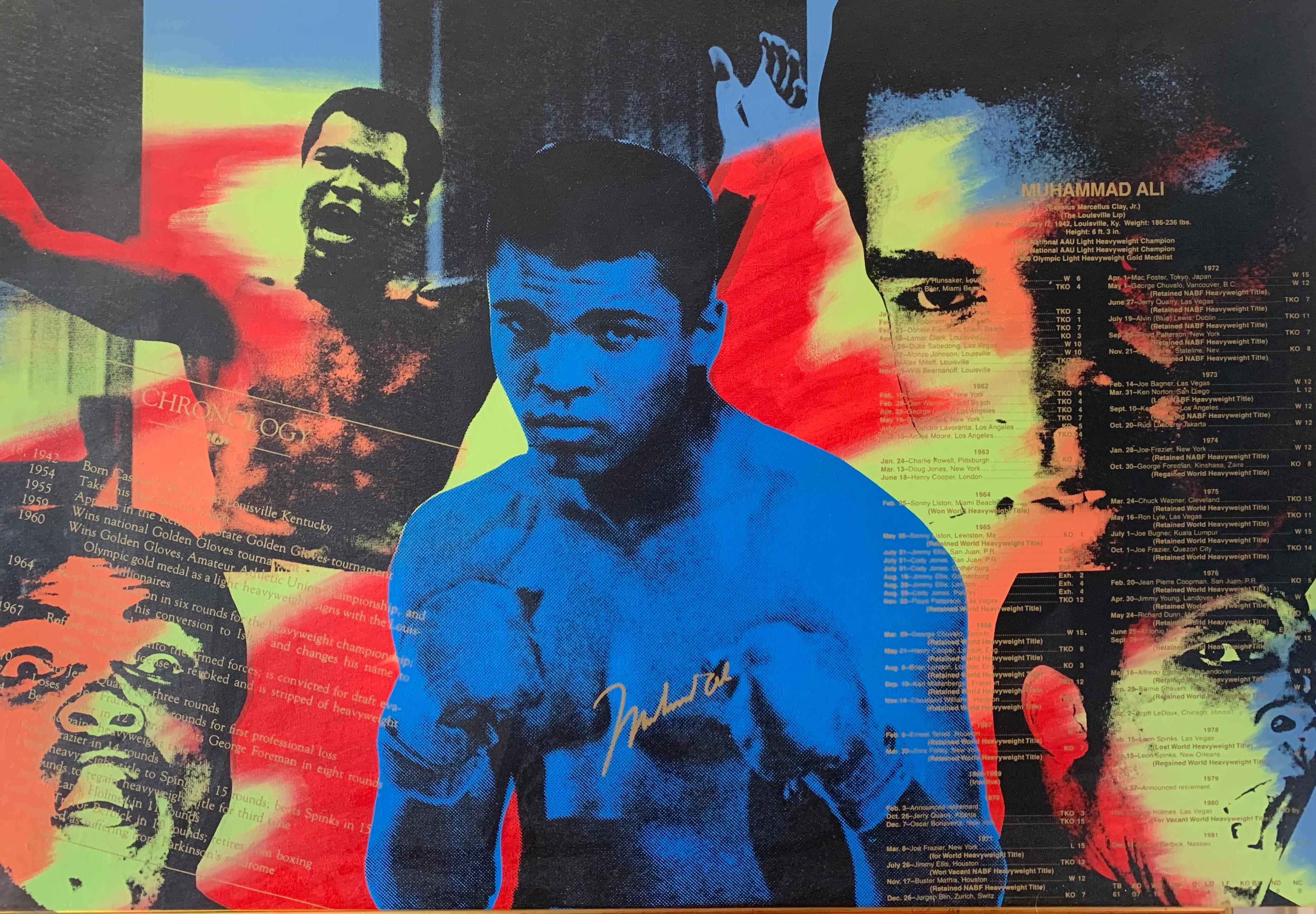 Steve Kaufman Figurative Print - Mohammed Ali Pop Art Color Screenprint with Real Mohammed Ali Signature 