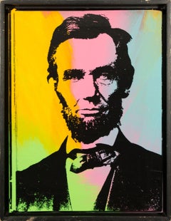 Steve Kaufman "Abraham Lincoln" 1990 Prueba de artista Serigrafía, Firmado a mano Verso