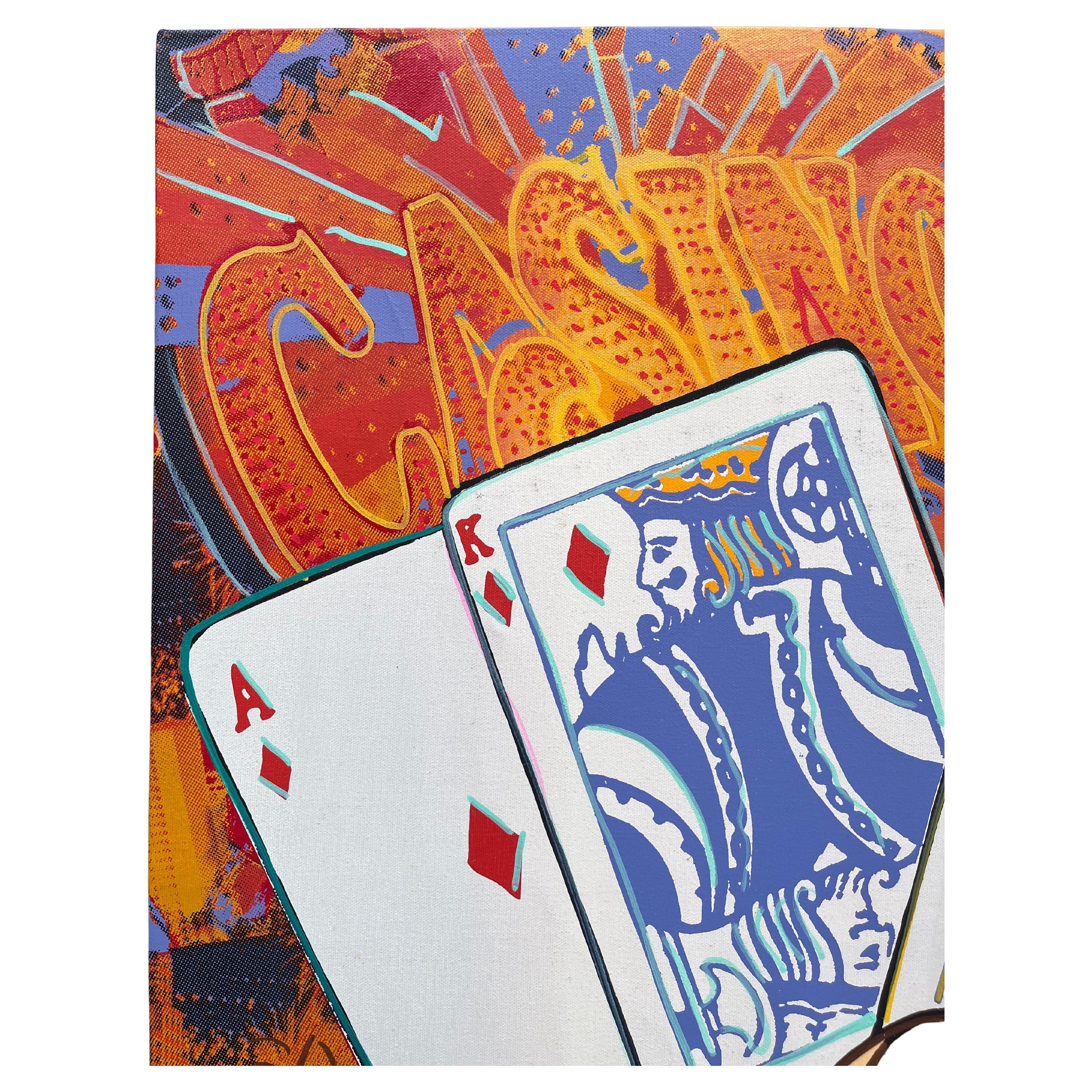 American Steve Kaufman Welcome to Las Vegas Poker Pop Art Original Screenprint For Sale