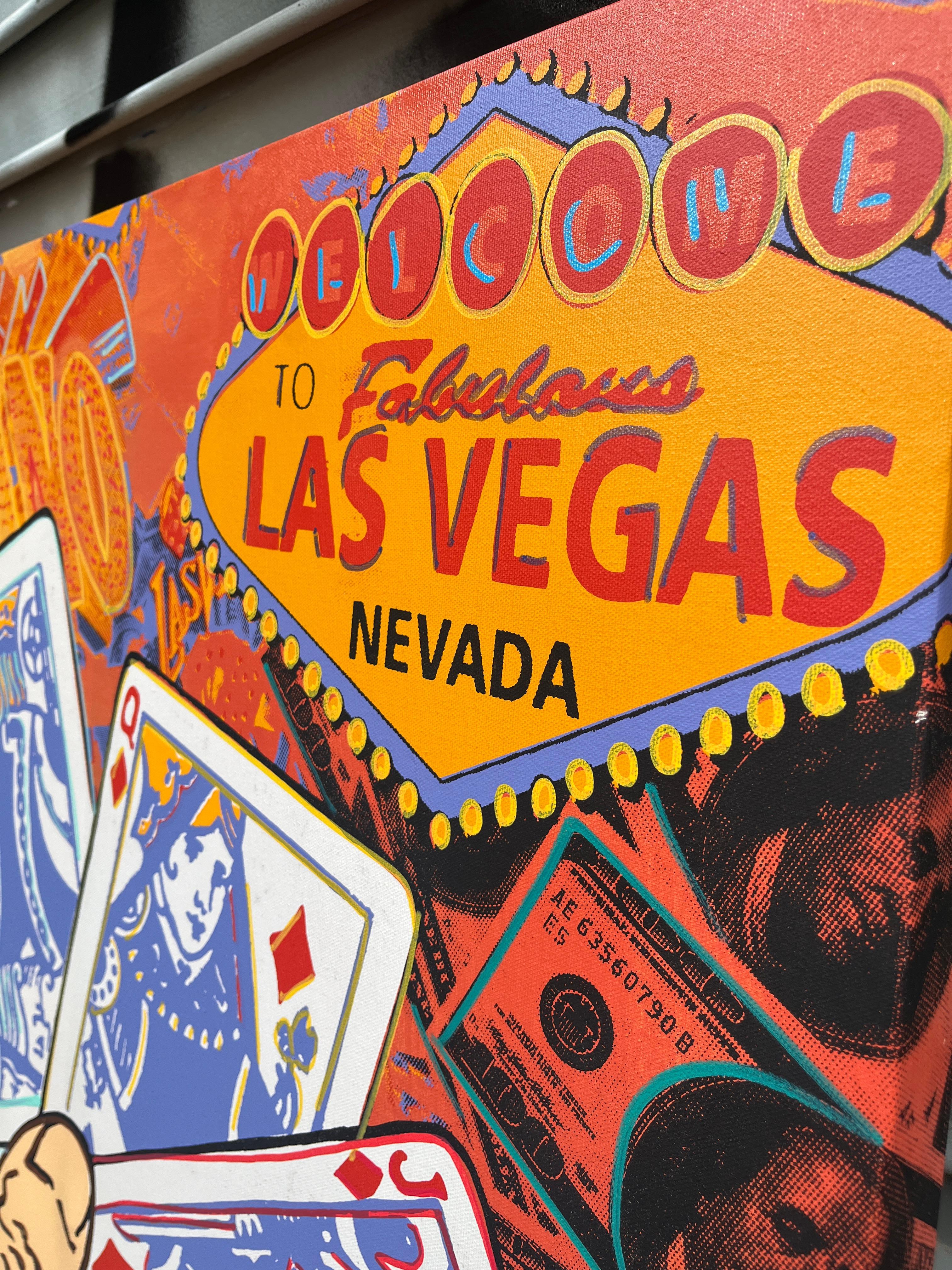 Steve Kaufman Welcome to Las Vegas Poker Pop Art Original Screenprint In Good Condition For Sale In BROOKLYN, NY