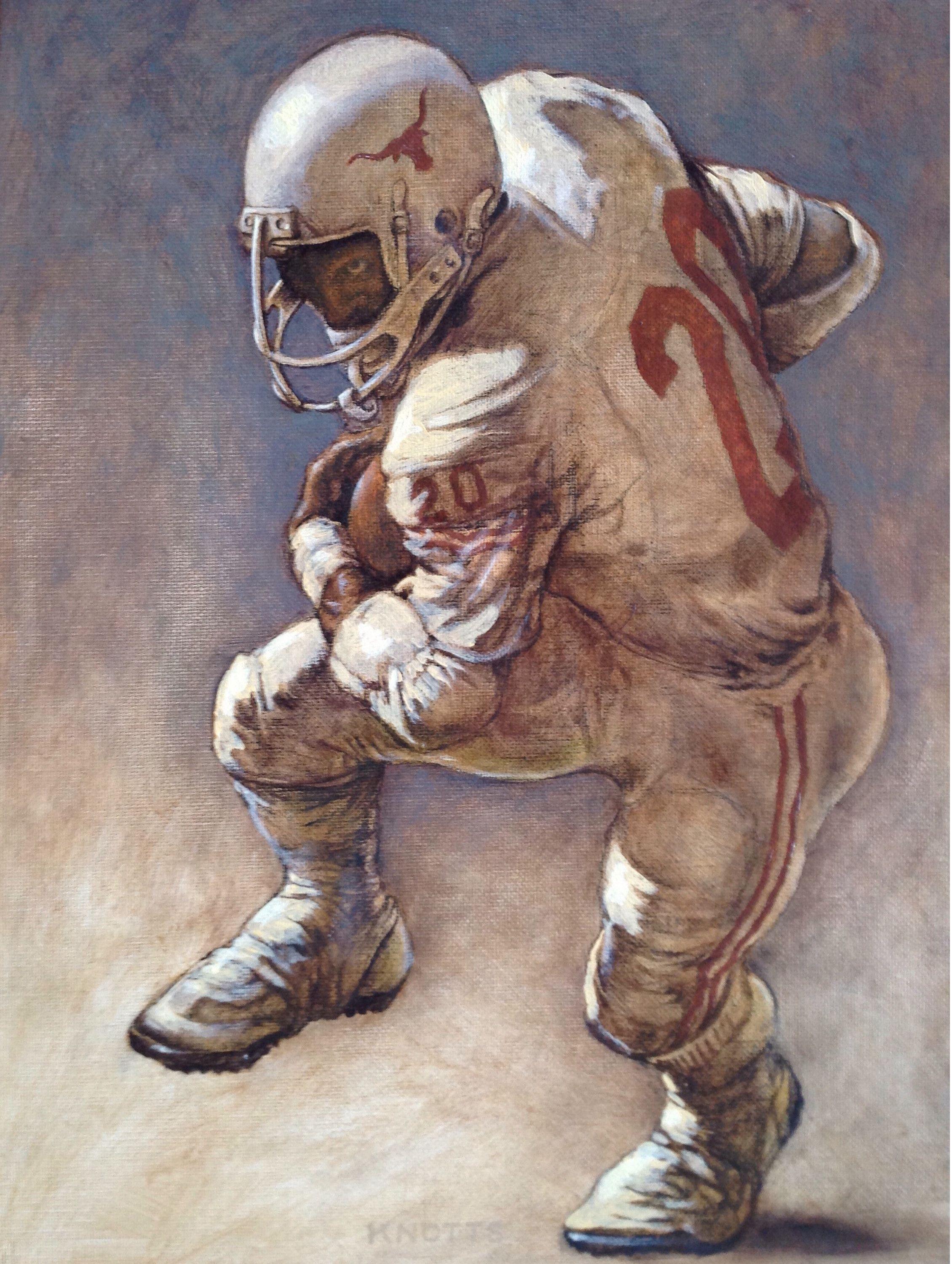 Earl Campbell, Pittura, Olio su tela - Painting di Steve Knotts