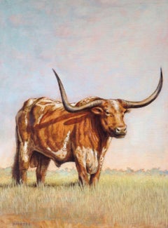 Longhorn Bull, Painting, Oil on Canvas