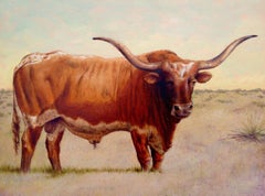 Texas Longhorn, Painting, Oil on Canvas