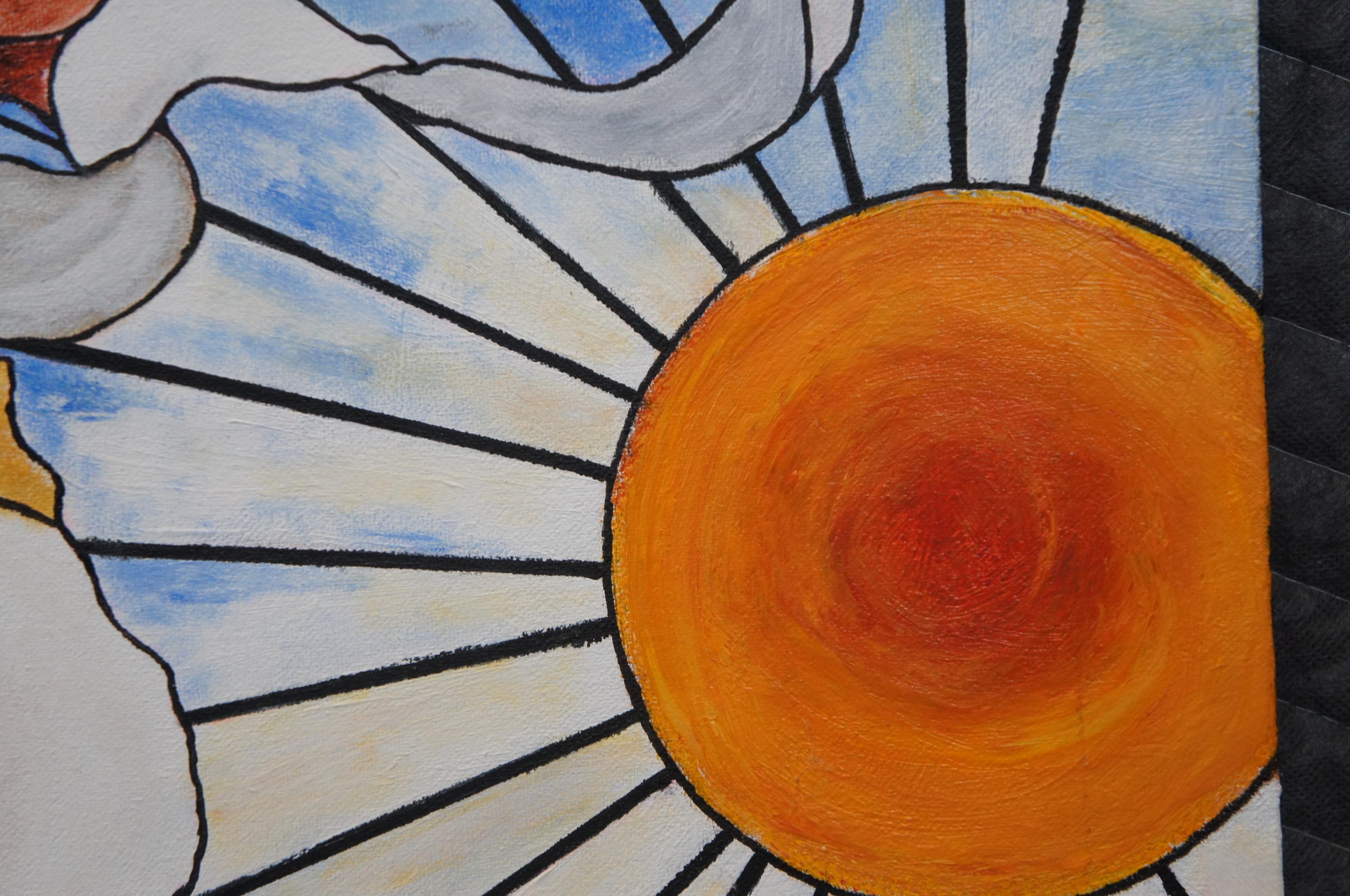 Steve Knowls Art Nouveau Oil Painting After Tiffany's Woman Greeting the Sun 26