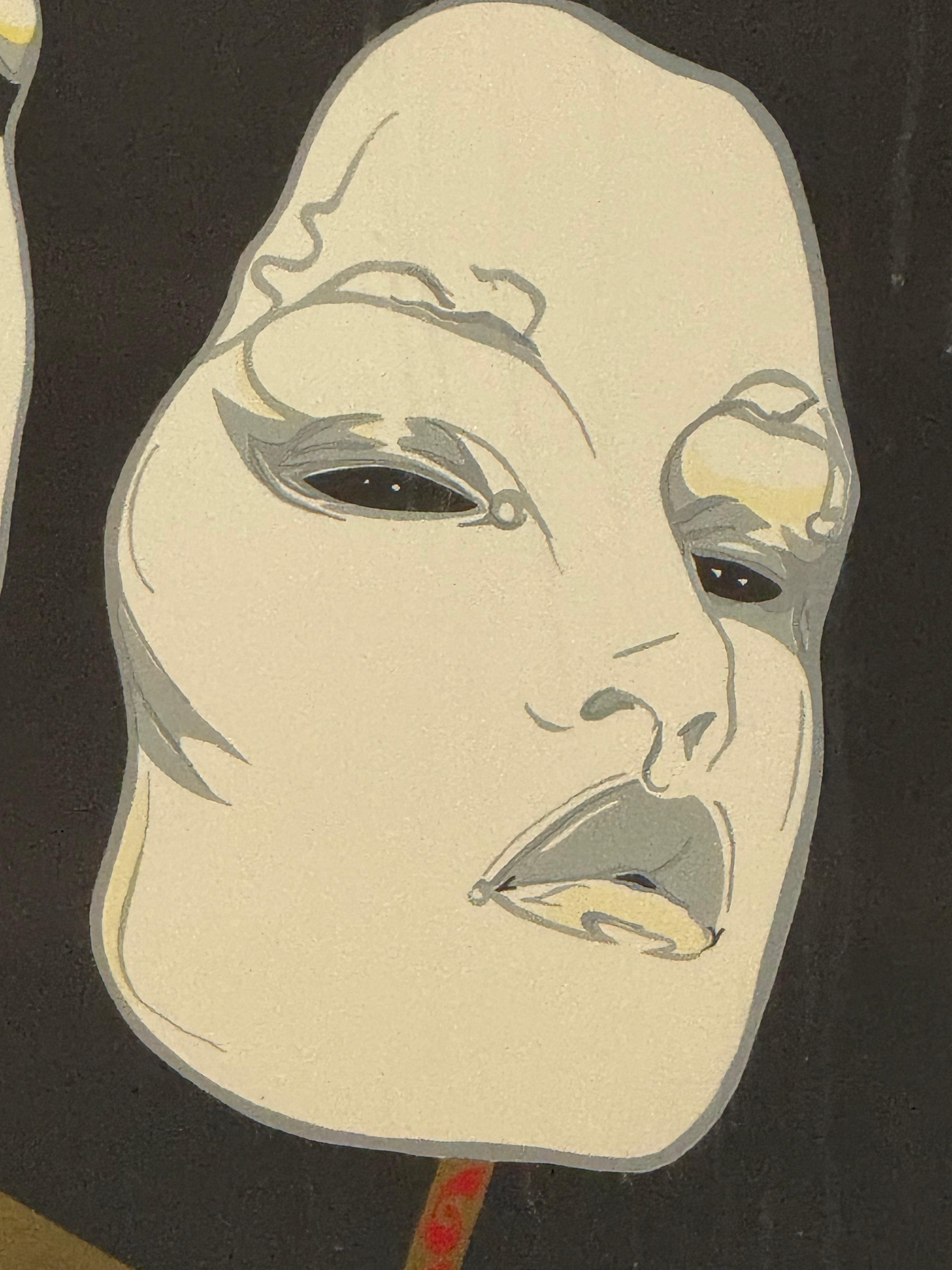 Masquarade #1, Großes modernes Porträt von Leal (Schwarz), Figurative Print, von Steve Leal