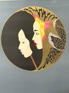 Masquerade #2, Large Modern Artist Proof Lithograph Portrait by Leal