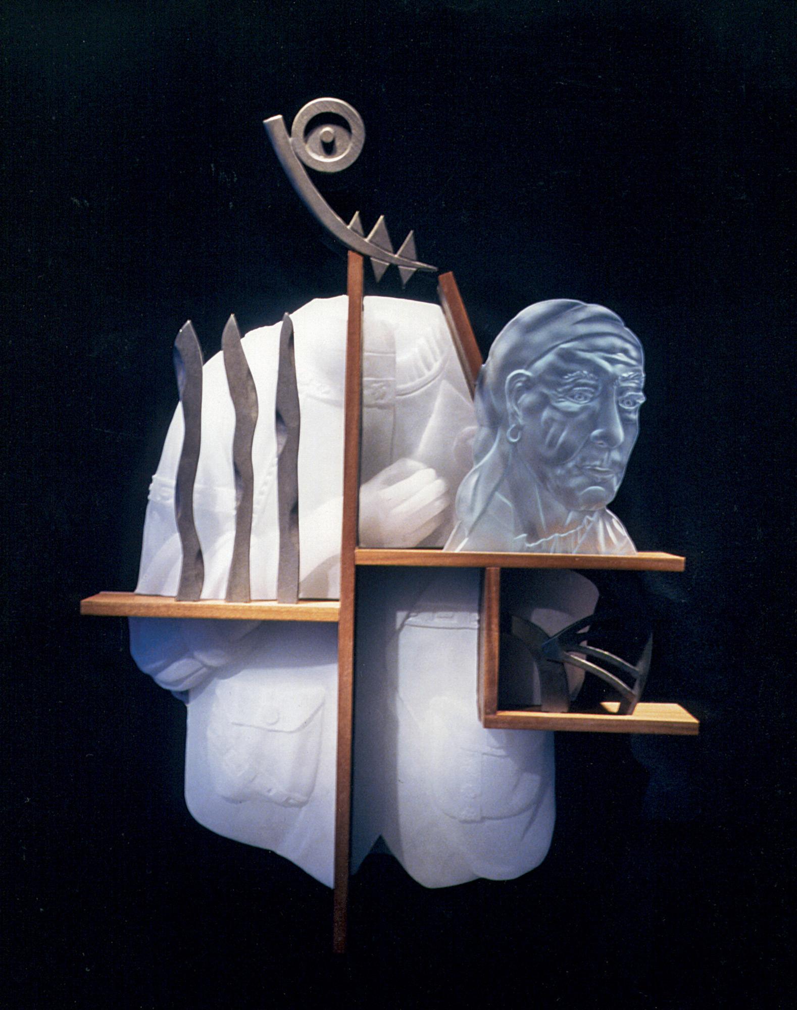 Steve Linn Figurative Sculpture - "Boxes of Dreams (Louise Nevelson)" sculpture portrait