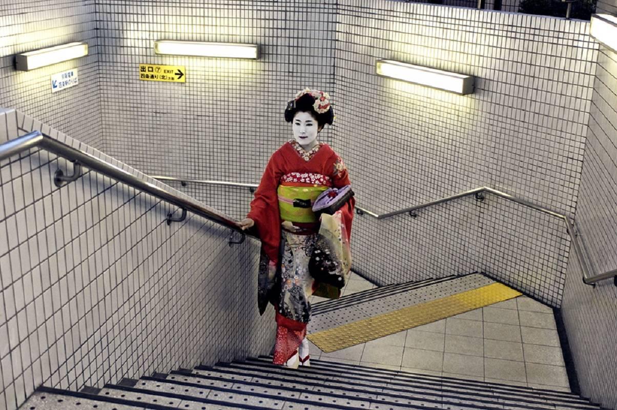 Geisha in Subway, Tokyo, Japan