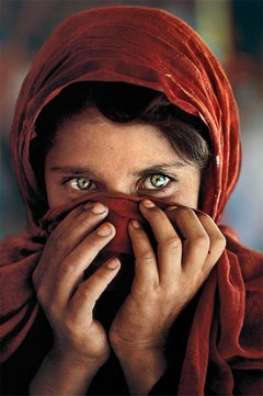 Vintage Afghan Girl Hiding Her Face, Peshawar, Pakistan, 1984 - Steve McCurry