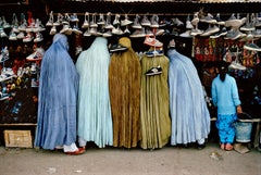 Retro Afghan Women at Shoe Store, Kabul, Afghanistan