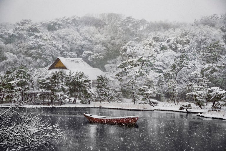 Boat Covered in Snow in Sankei-En Gardens, Japan, 2014  - Steve McCurry
Signed and affixed with artist's edition label and numbered on reverse
Digital c-type print
Printed on 20 x 24 inch paper
Edition of 30

Also available in two larger sizes,