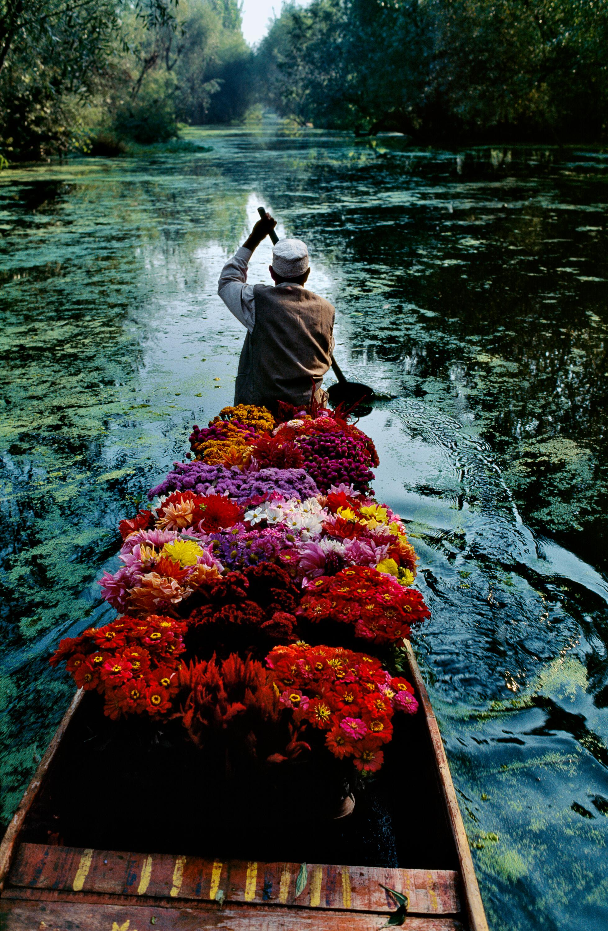 Blumenverkäufer, Dal Lake, Srinigar, Kashmir, 1996 - Steve McCurry 
Signiert und mit dem Label der Fotografenedition versehen und auf der Rückseite nummeriert
Digitaler C-Typ-Druck

20 x 24 Zoll, Auflage: 90
24 x 30 Zoll, Auflage: 75
48 x 72 Zoll,