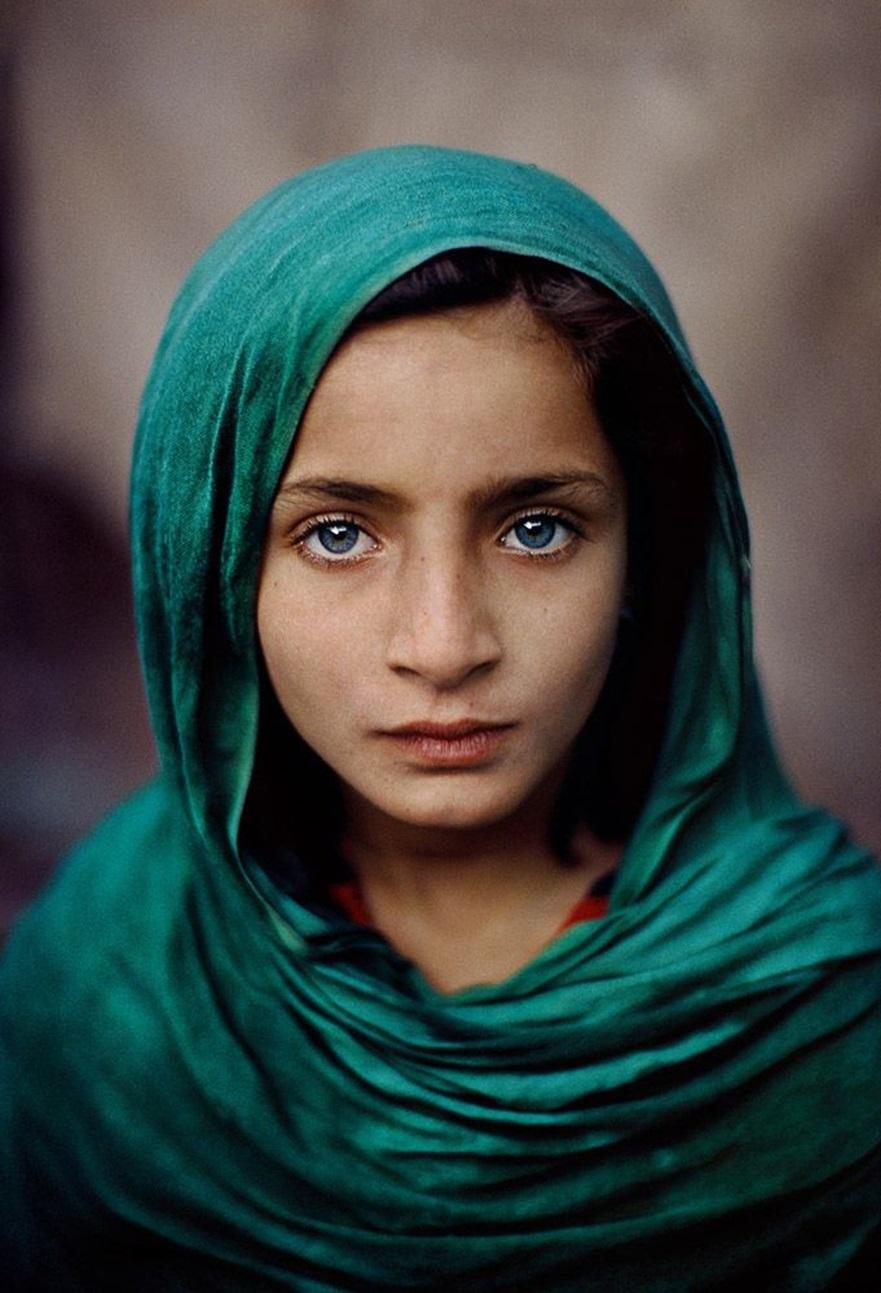 Steve McCurry Color Photograph - Girl with Green Shawl, Peshawar, Pakistan