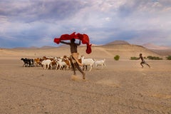 Himba-Gefäße nehmen ihre Ziegen zu Graze