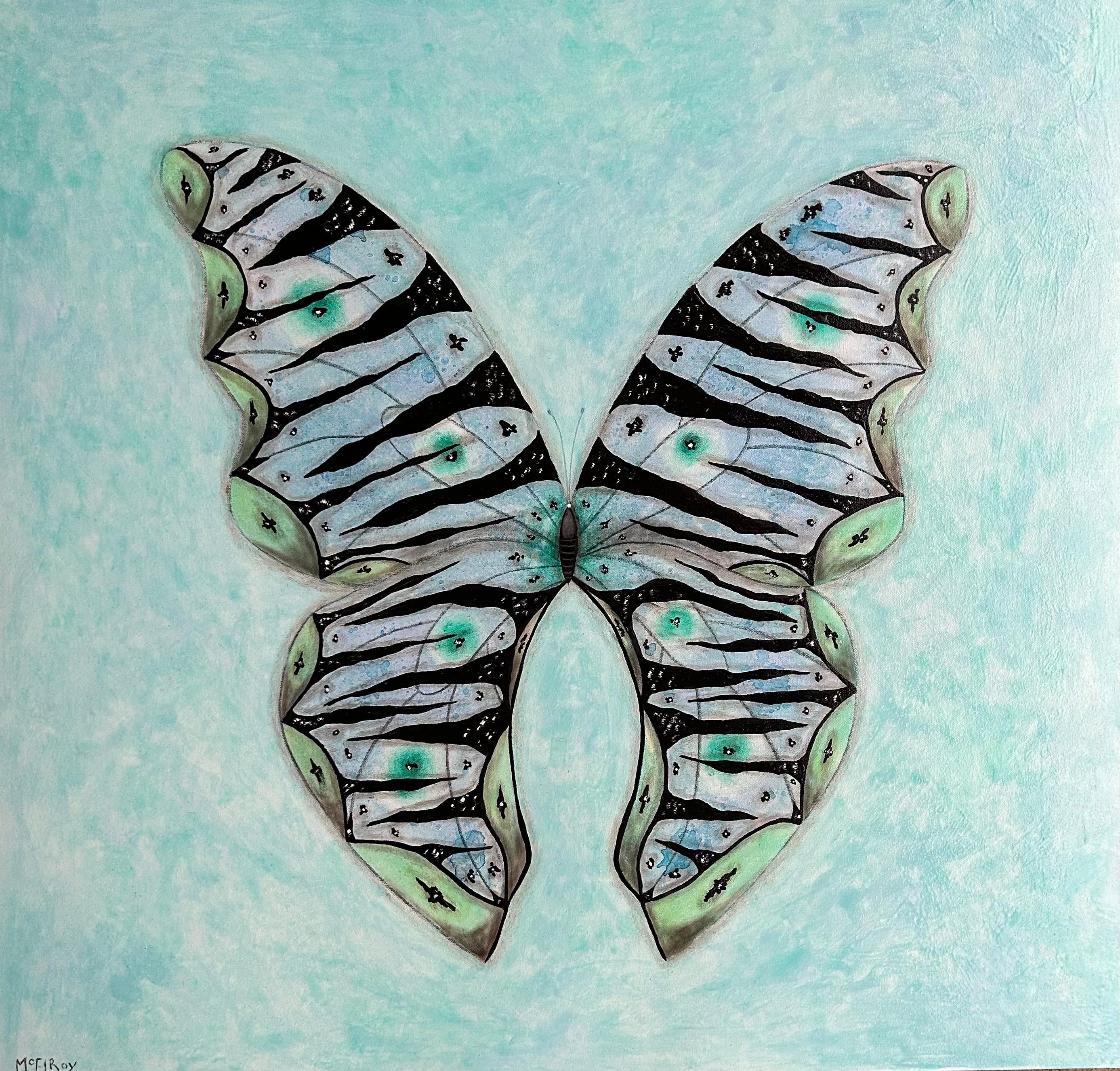 Dipinto a olio originale di farfalle dell'importante e ricercato artista Steve McElroy. in vendita 5