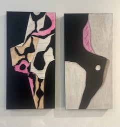 Original oil painting pair of contemporary abstracts by artist Steve McElroy.