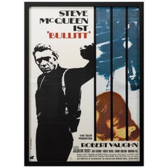 Vintage Steve McQueen "Bullitt" 1st Edition German Movie Poster, circa 1968