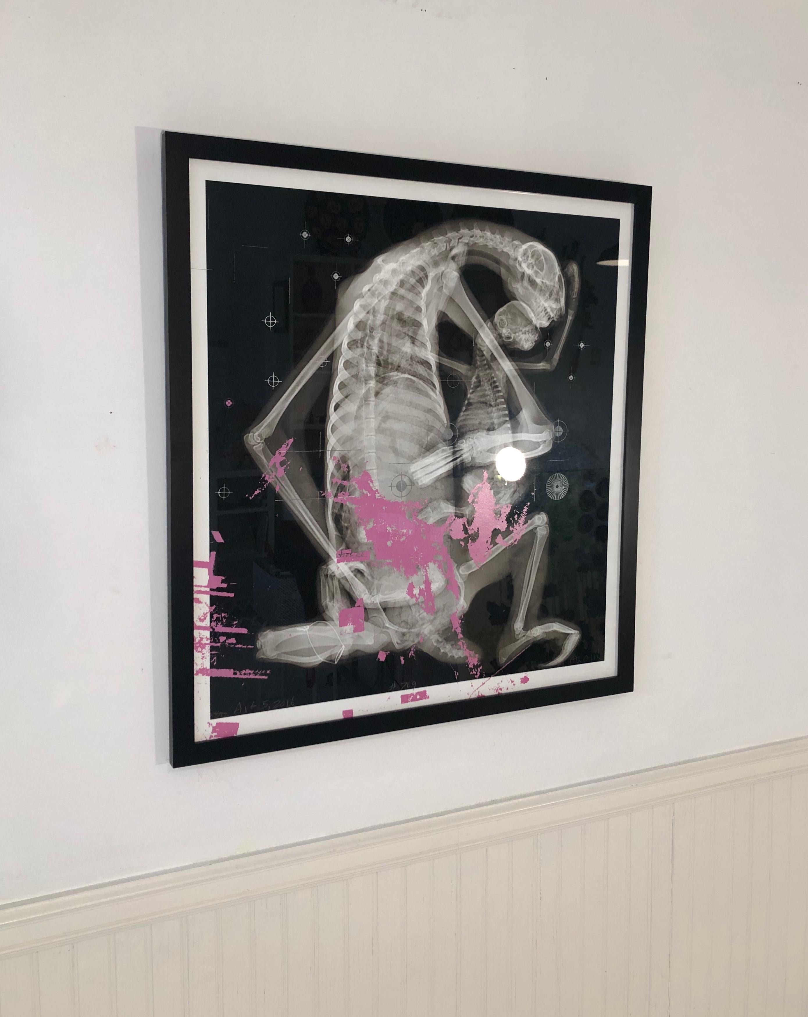 « La santé de la planète n° 709 »  Les escargots « Mother child sloths » sont des œuvres graphiques roses et noires - Contemporain Print par Steve Miller