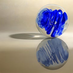 BLUE MARBLE, Marble on Table, Shadows, Blue, Green, Still-Life, Reflections