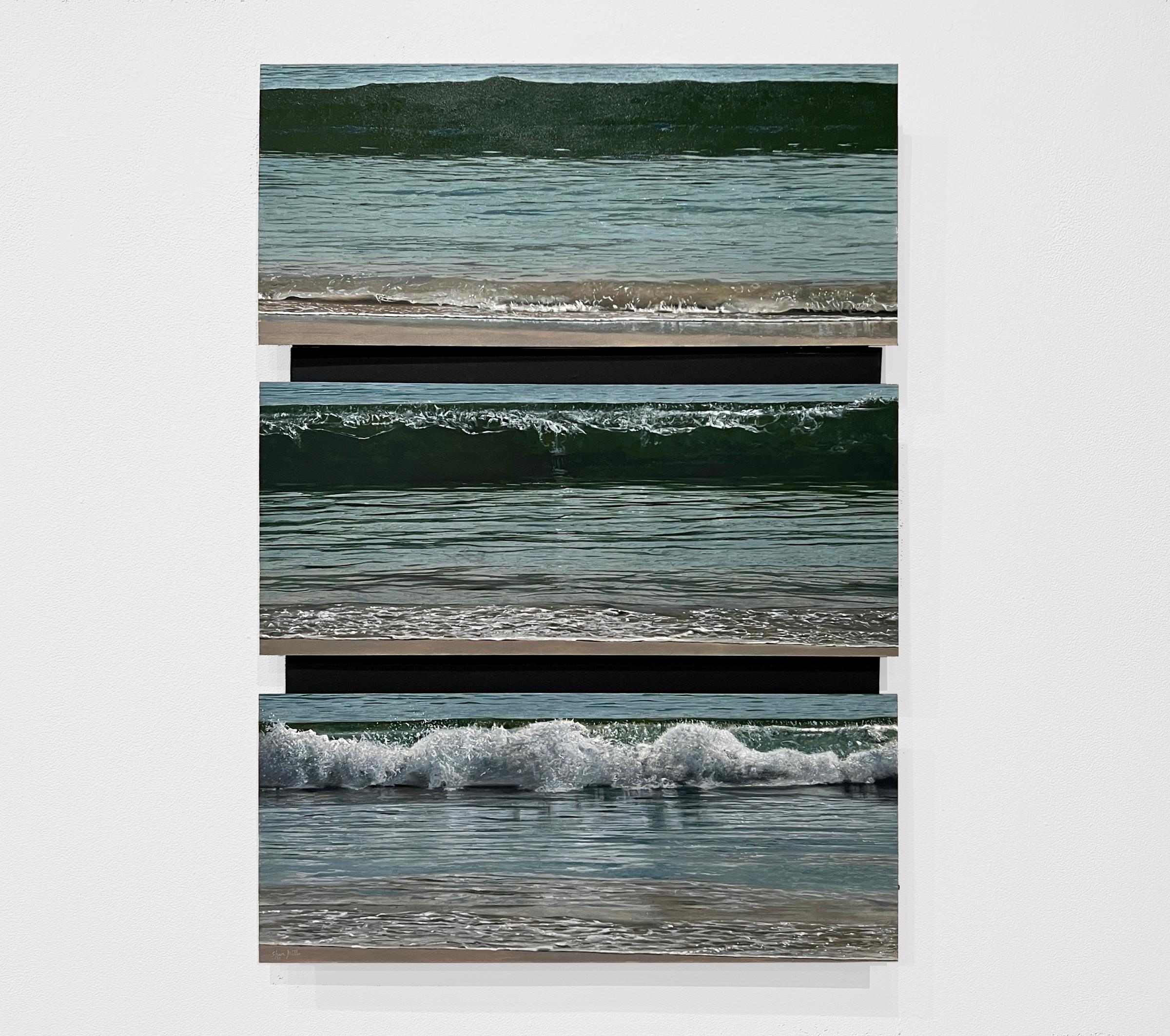 OCEAN SWELL - Seascape / Multi-Panel / Crashing Waves / Photorealism - Painting by Steve Mills