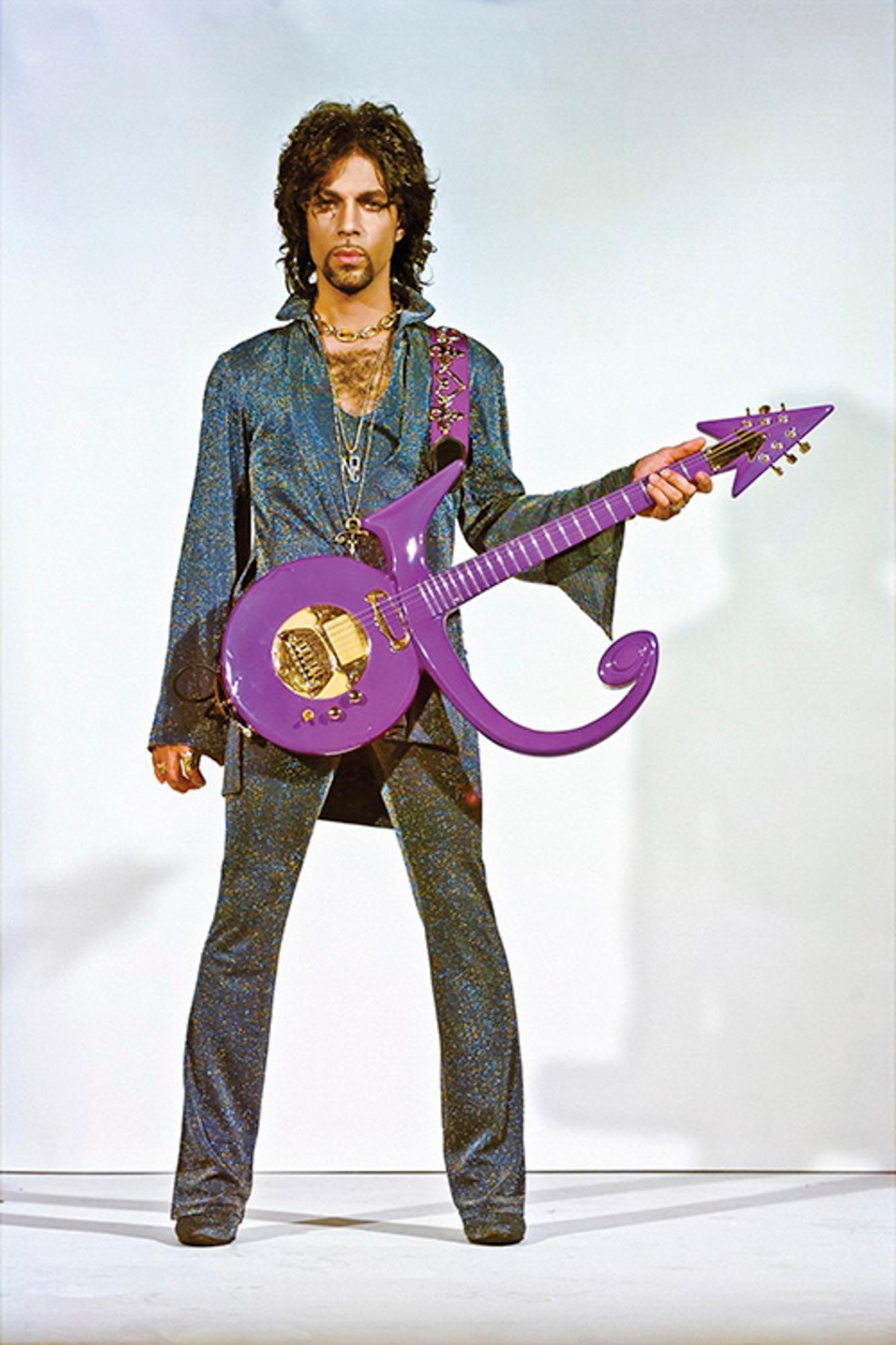 Title: Portrait of Prince with Schecter Purple Symbol Electric Guitar

Portrait of American singer-songwriter, multi-instrumentalist and record producer, Prince.

Available sizes: 
16”x12” Edition of 25
20”x16" Edition of 25
24”x20" Edition of