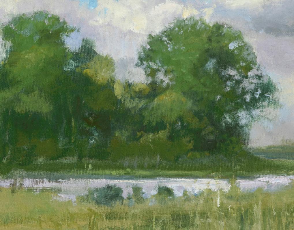 Un día en el rancho George  Paisaje de Texas Óleo Impresionismo americano - Painting impresionista estadounidense de Steve Parker