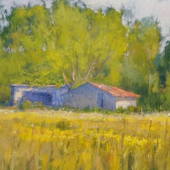 Afternoon in the Texas Hill Country Landscape Oil Impressionism, Barn, Sun 36x36