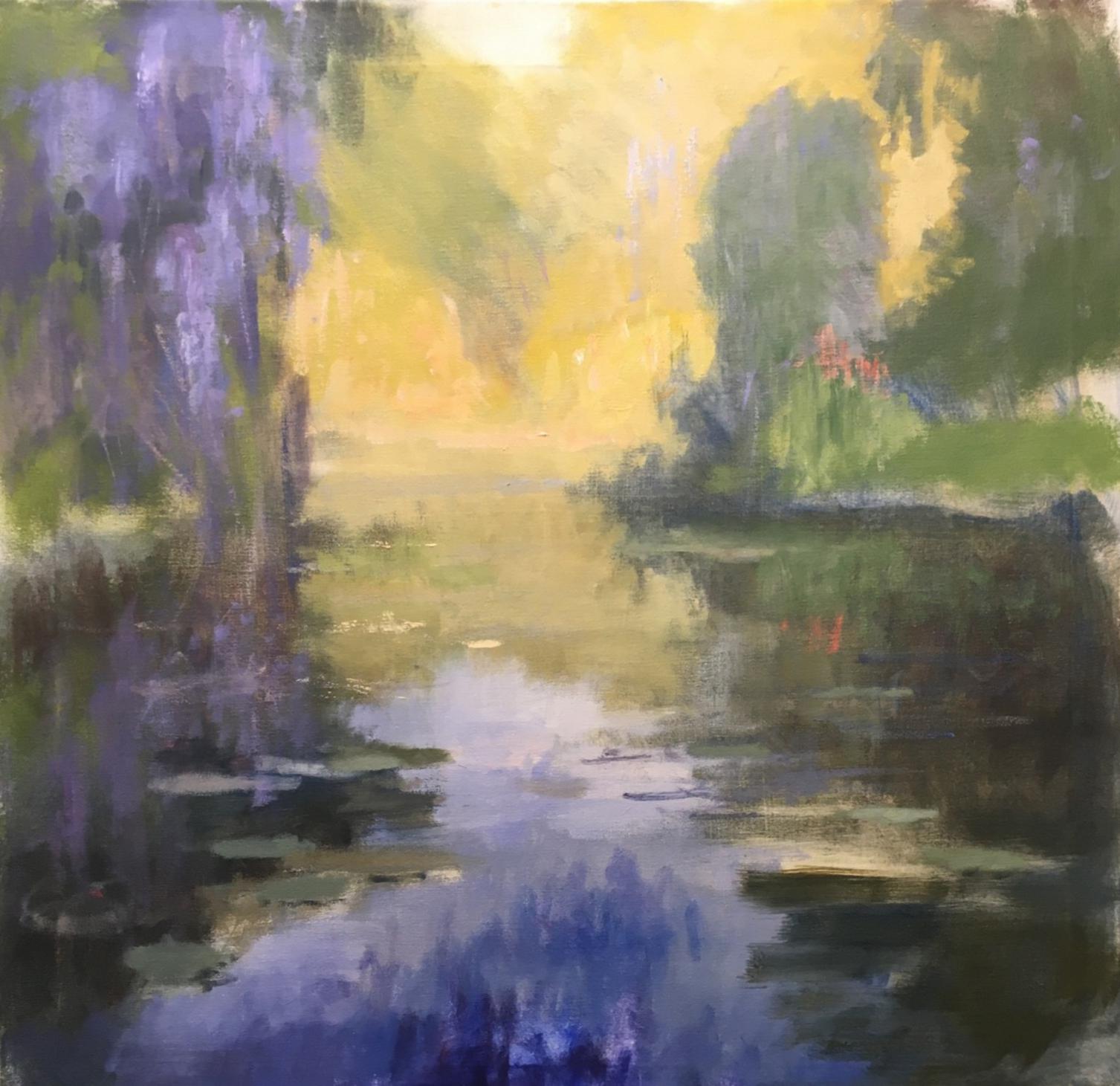 Bayou Reflections, Texas Landscape, Oil, Impressionism, Wisteria, Art League