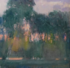 Dusk at Bayou Bend MFAH Texas Landscape Oil Impressionism Buffalo Bayou