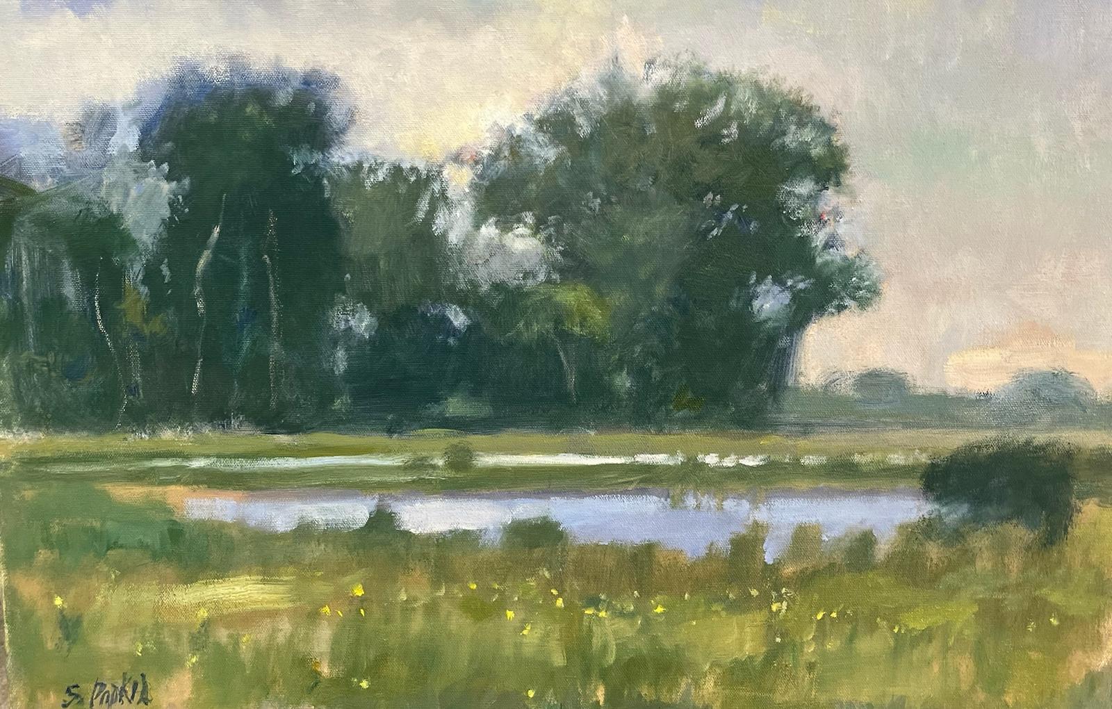 George Ranch Trees Texas Landscape Huile Impressionnisme américain  La lumière et l'ombre  en vente 8