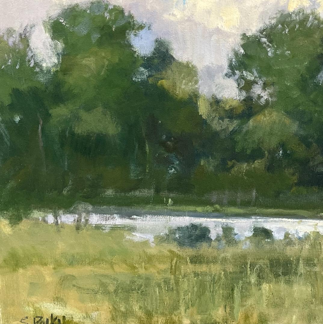 George Ranch Trees Texas Landscape Huile Impressionnisme américain  La lumière et l'ombre  en vente 1