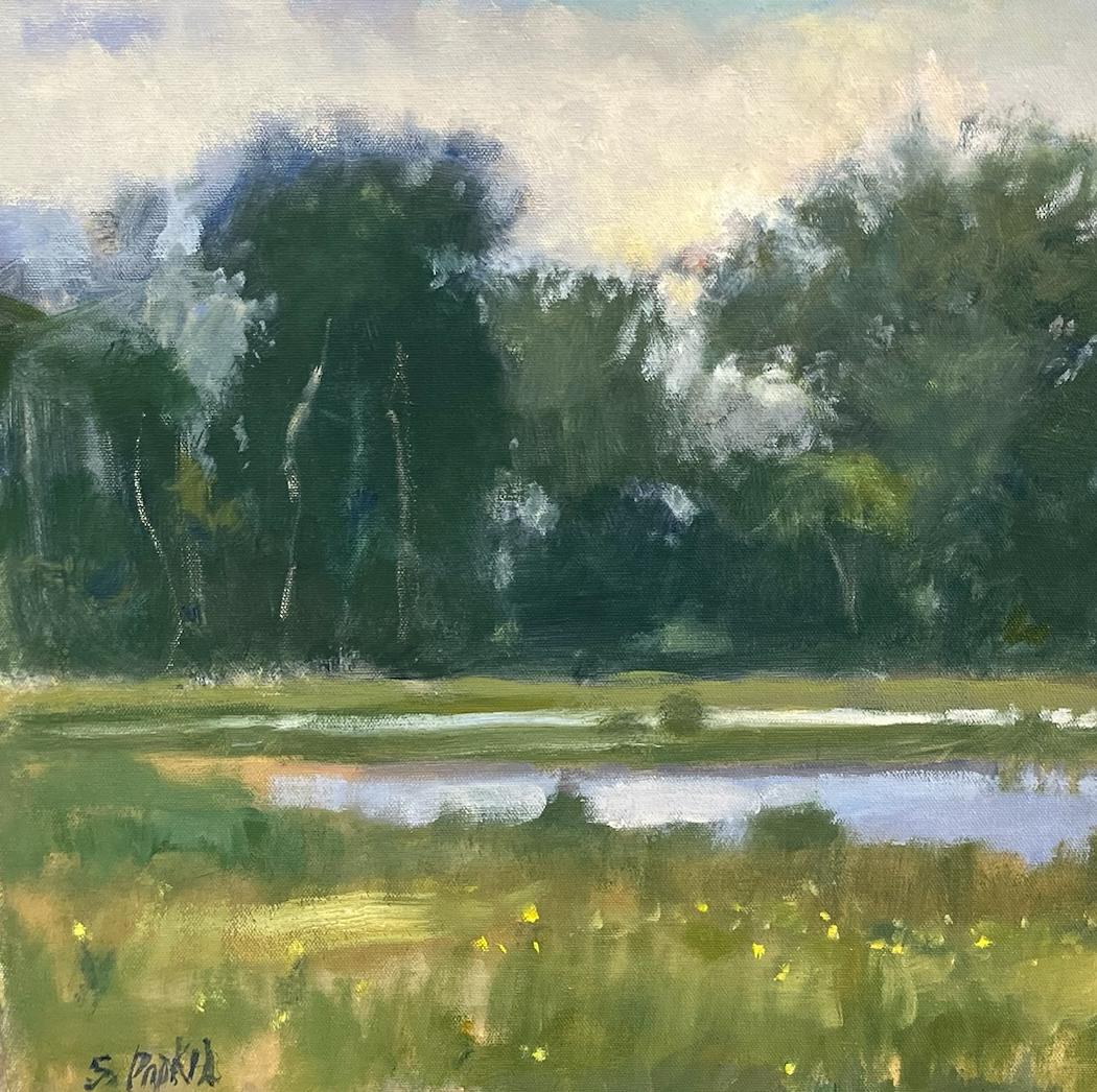 George Ranch Trees Texas Landscape Huile Impressionnisme américain  La lumière et l'ombre  en vente 4