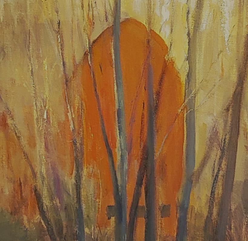 Hidden Barn Texas landscape, peinture à l'huile, style impressionniste contemporain - Impressionnisme américain Painting par Steve Parker