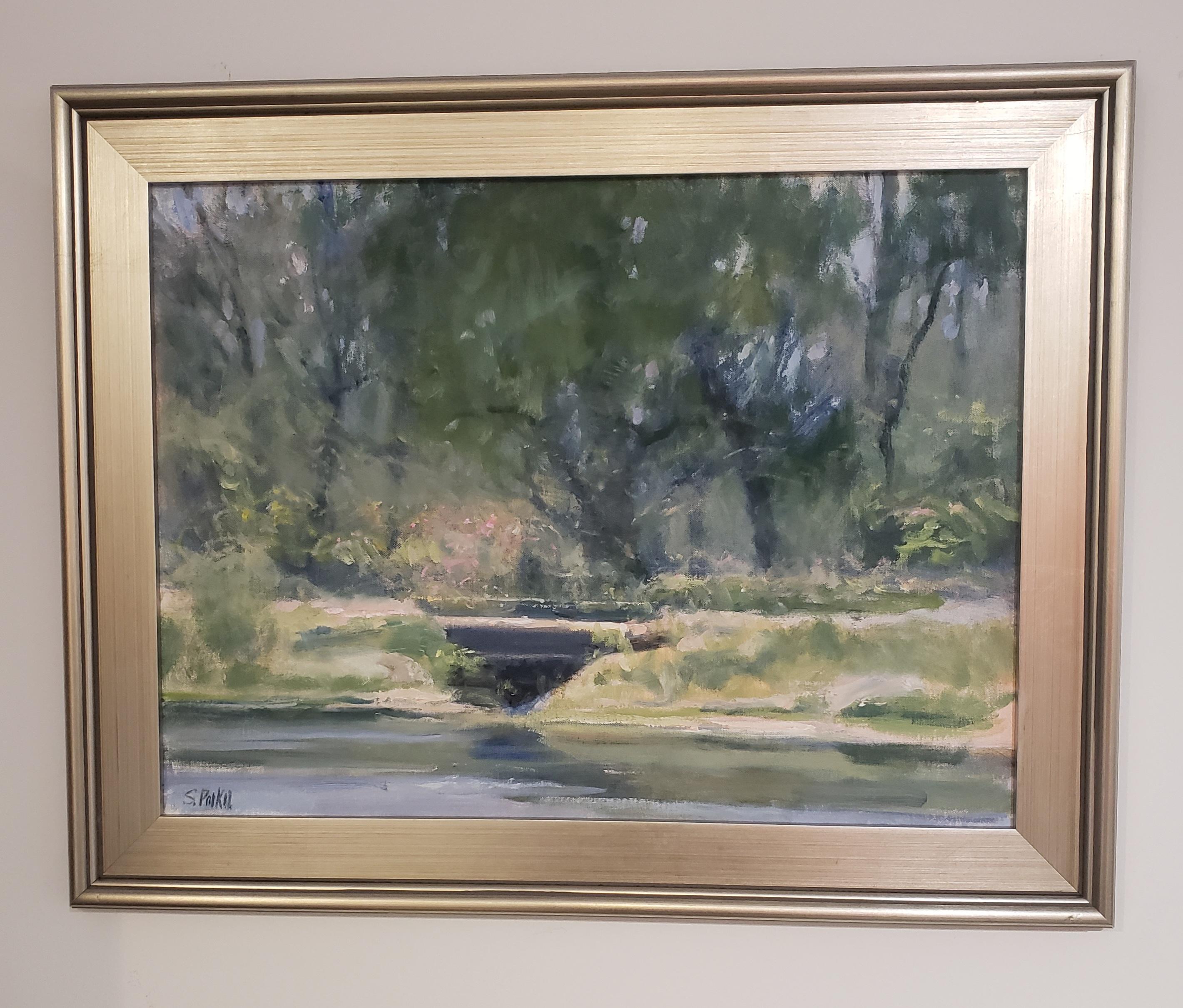 Hidden Barn Texas landscape, peinture à l'huile, style impressionniste contemporain en vente 2