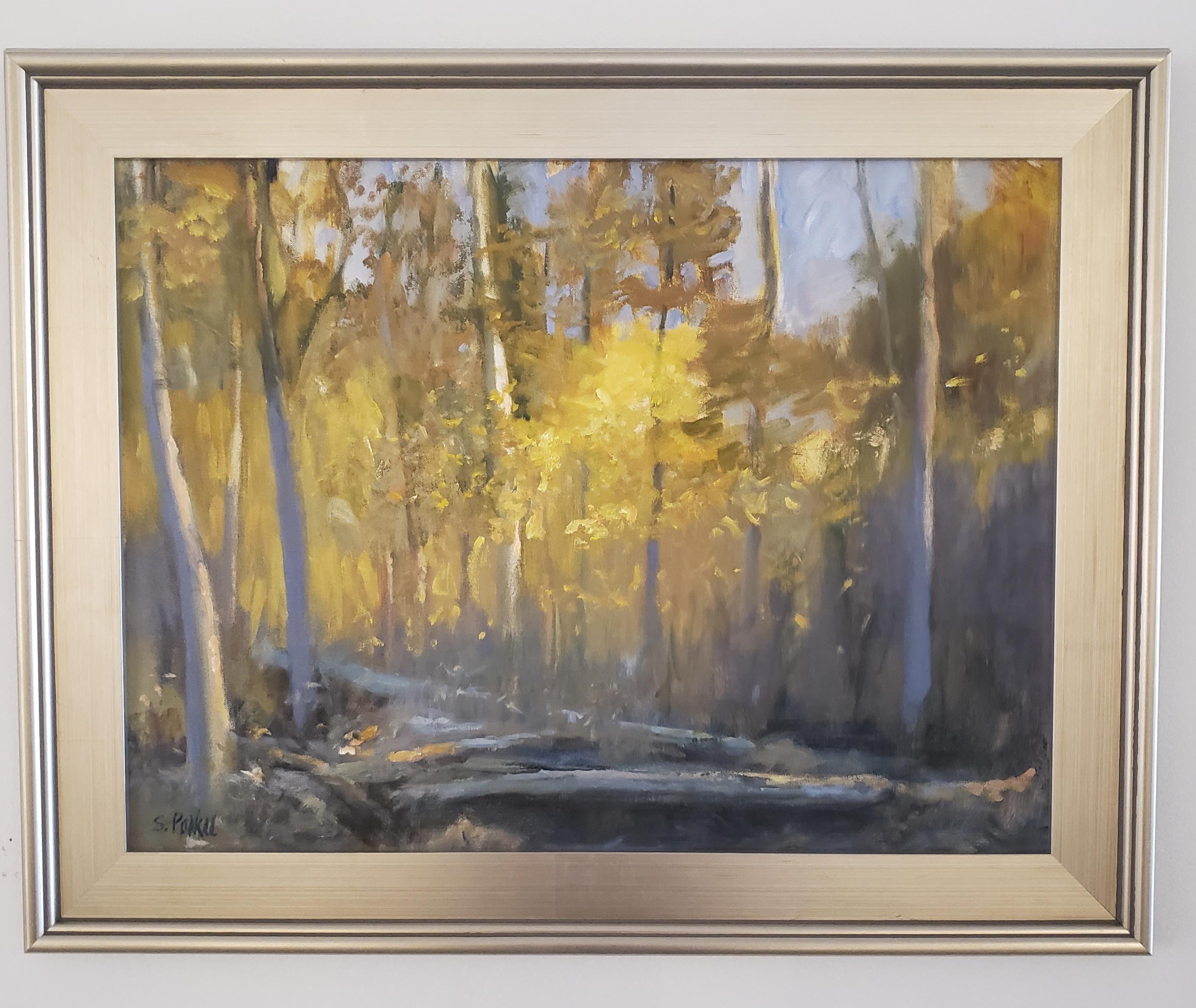 Hidden Barn Texas landscape, peinture à l'huile, style impressionniste contemporain en vente 3