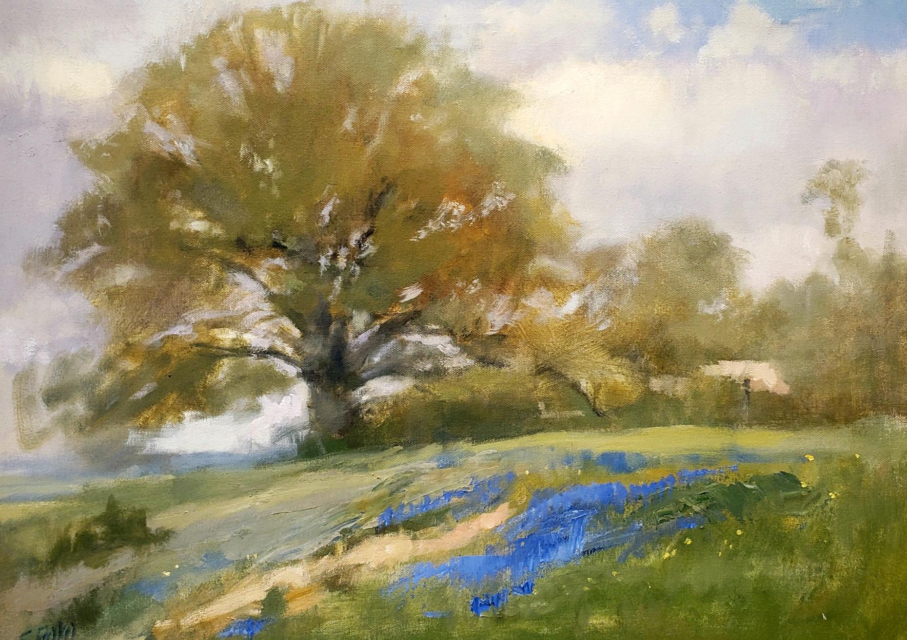 Hill Country .Texas landscape ,oil painting, Contemporary Impressionistic style