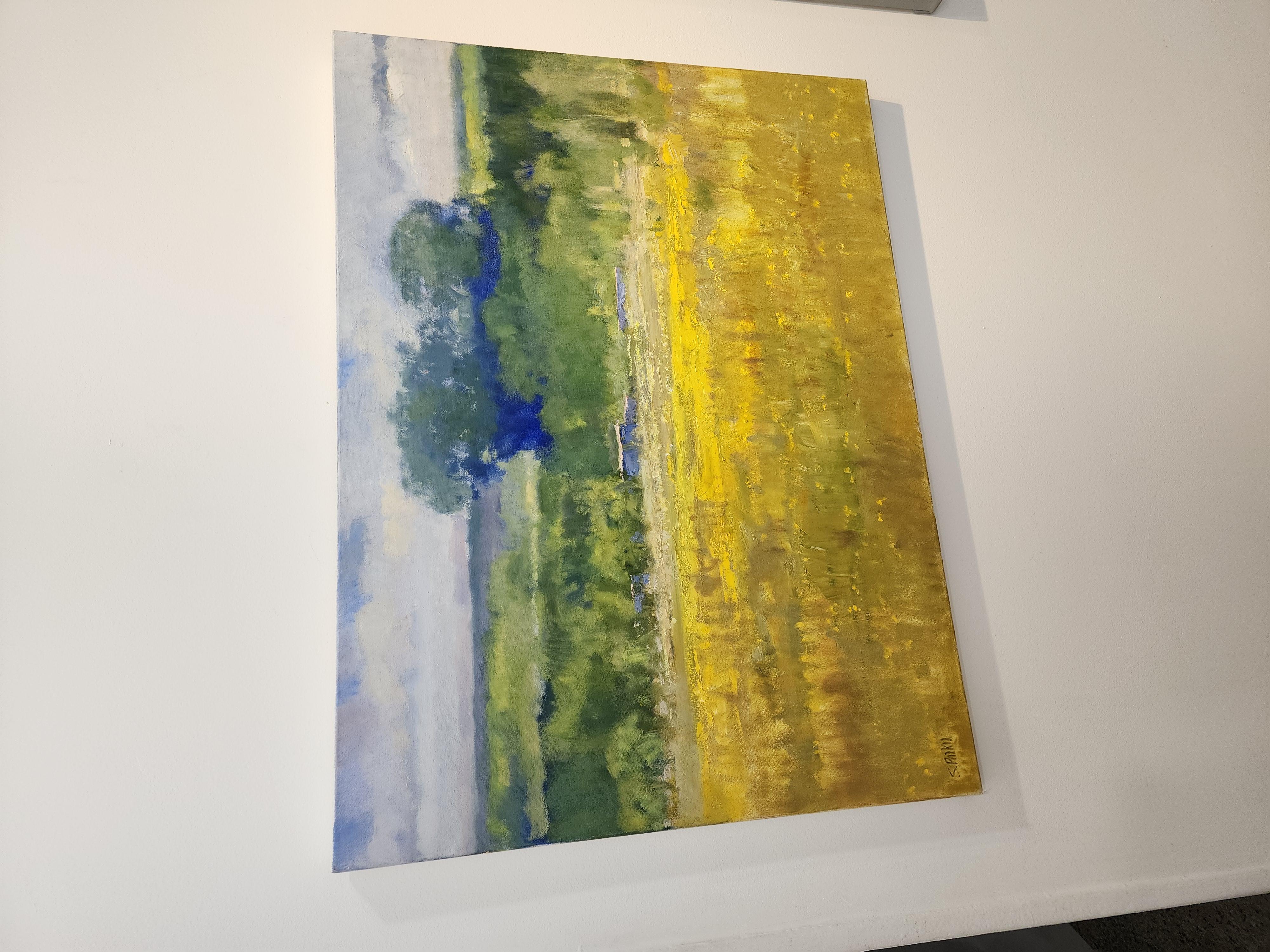 Late Afternoon , Texas Landscape, Oil, American Impressionism, Barn, Sun 36x36 For Sale 3