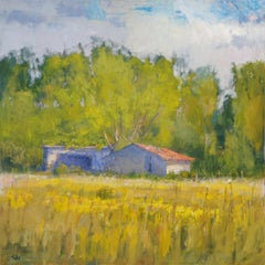  Late Afternoon , Texas Landscape, Oil, American Impressionism, Barn, Sun 36x36