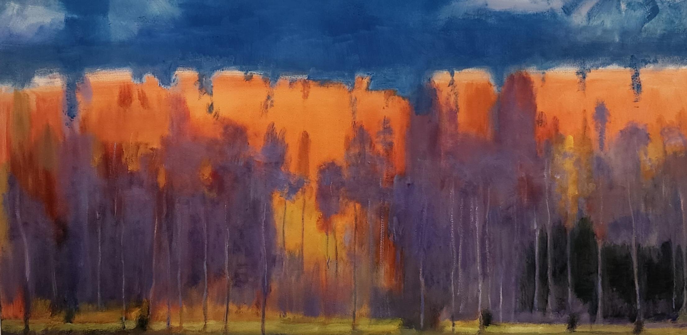 Árboles naranjas y morados en armonía  Paisaje contemporáneo de Texas  30