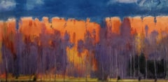 Orange and Purple Trees in Harmony  Contemporary Texas Landscape  30" x 48"