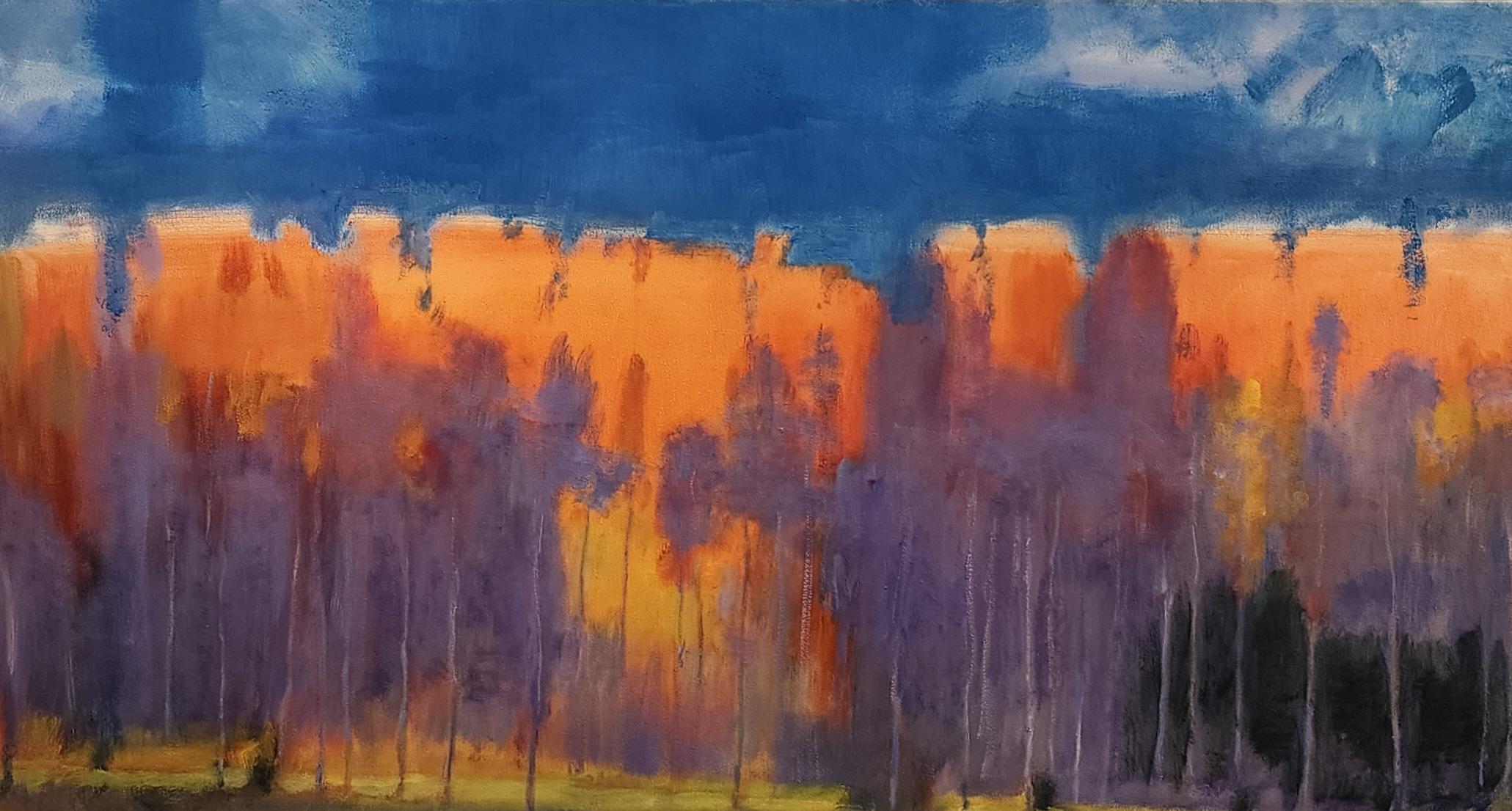 Árboles naranjas y morados en armonía  Paisaje contemporáneo de Texas  30
