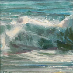 Pacific Coast Wake Landscape Small Paintings 10" x 10" Framed Waves