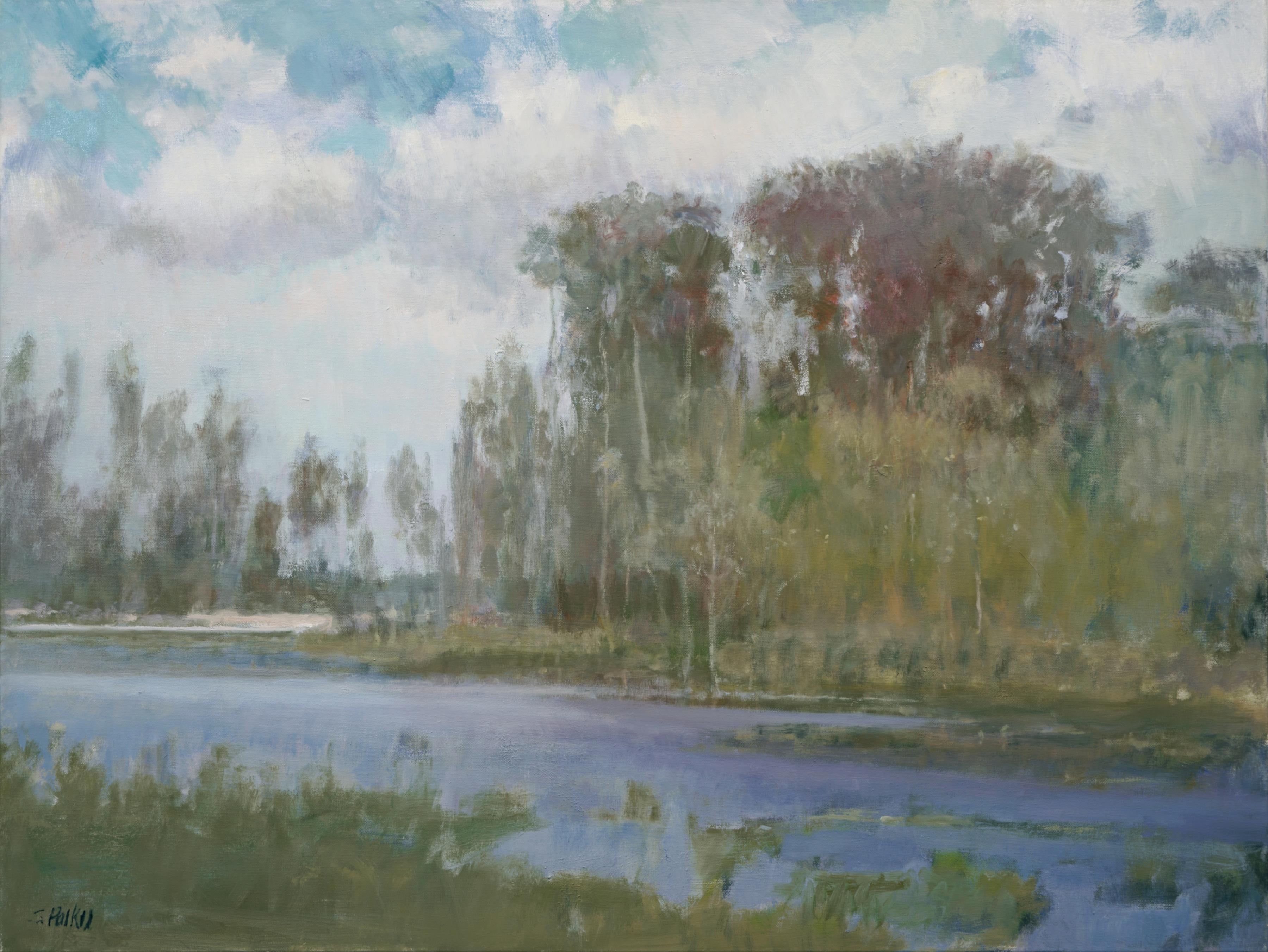 Steve Parker Landscape Painting - Passing Light , Texas Landscape, Oil, American Impressionism, 30X40 Shadows