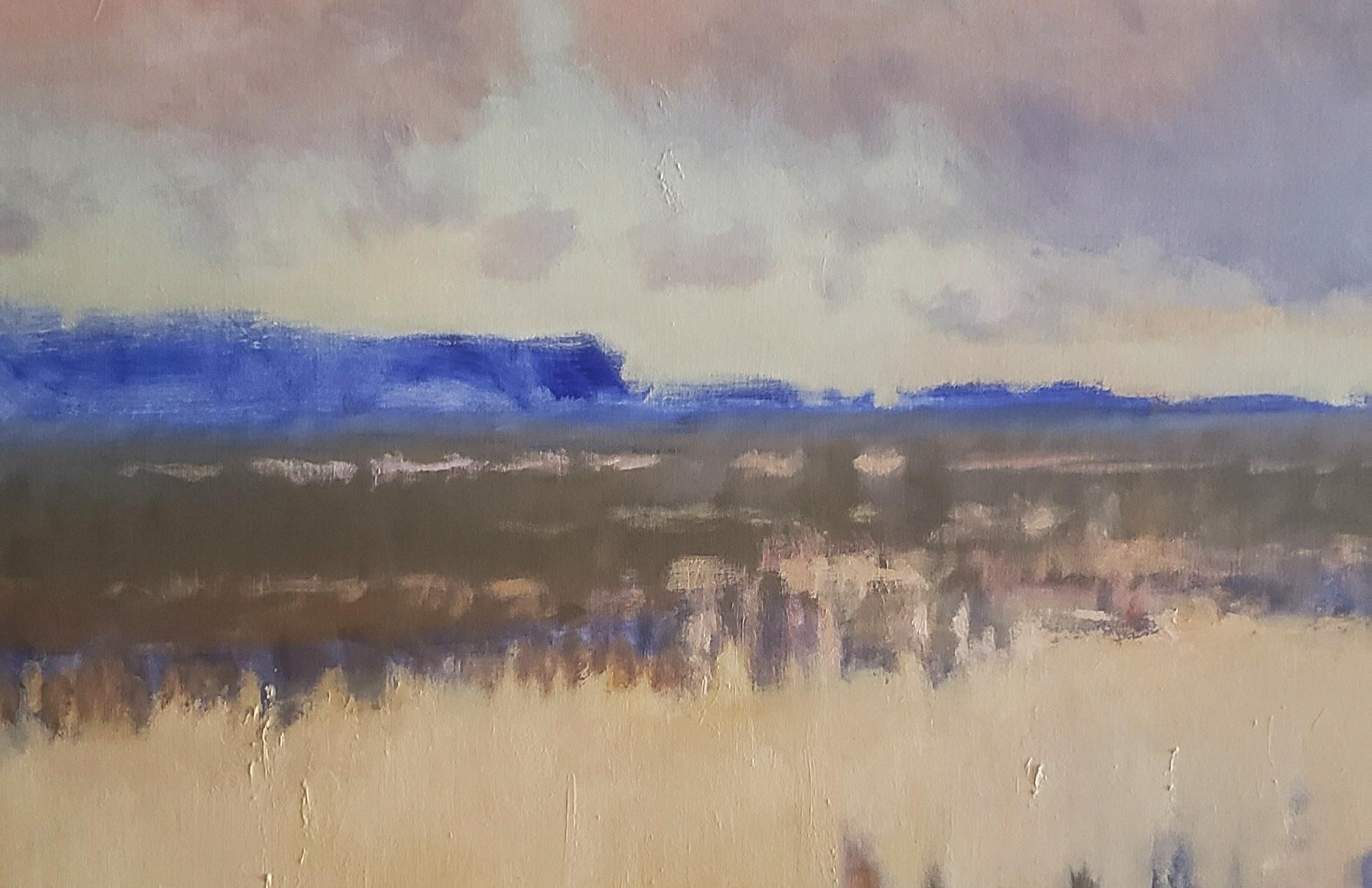 Sanctuary Texas landscape oil painting Contemporary Impressionistic style - Gray Landscape Painting by Steve Parker