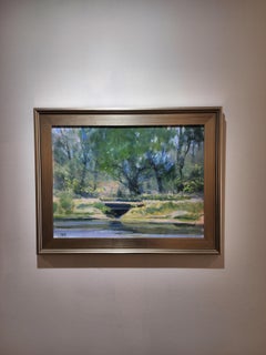 Peinture à l'huile encadrée, ranch de Rosharon, Texas, livraison gratuite