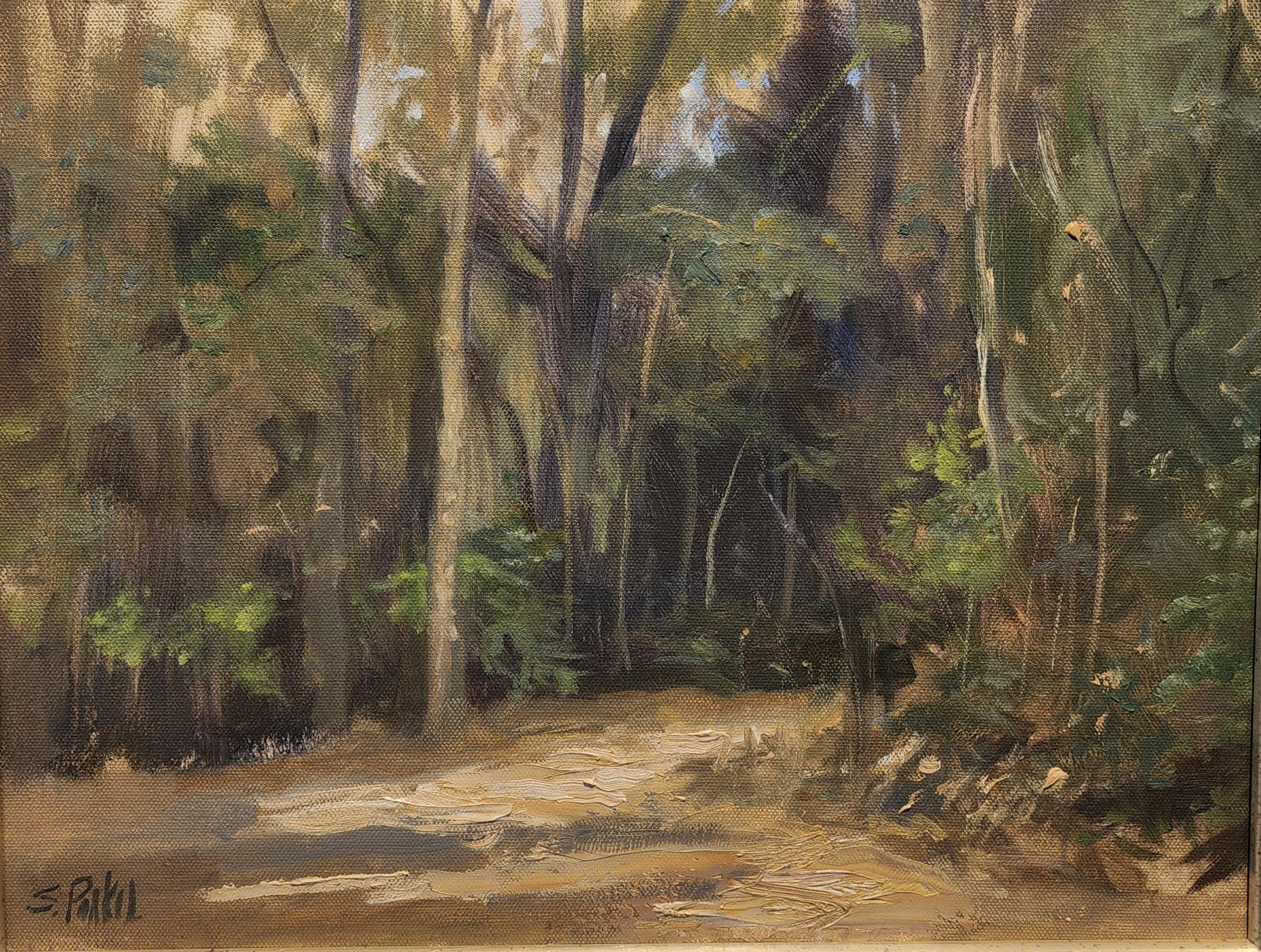 Primavera I, Houston Arboretum, Olio su tela, Cornice, Paesaggio texano, Texas Artis - Painting di Steve Parker