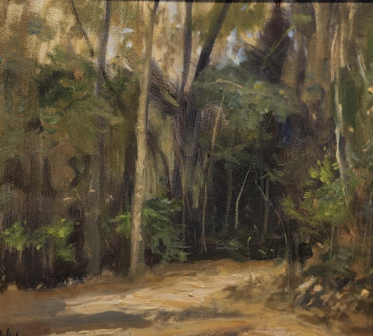 Primavera I, Houston Arboretum, Olio su tela, Cornice, Paesaggio texano, Texas Artis - Painting Impressionismo americano di Steve Parker